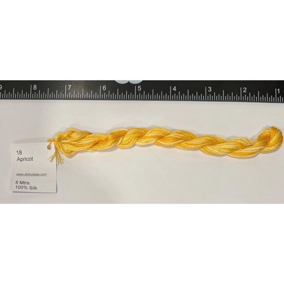 Dinky Dyes #18 Apricot 100% Silk Embroidery Thread 8 Mtrs Cross Stitch Yellow - Picture 2 of 2